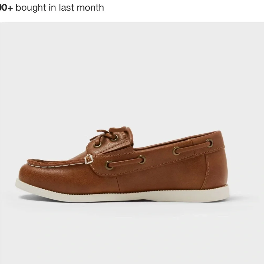 Boys Brown Leather Boat Shoes Size 6